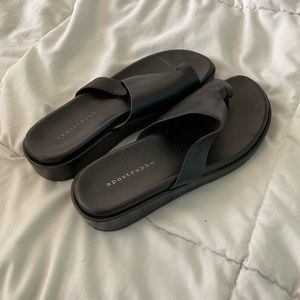 black platform toe sandals